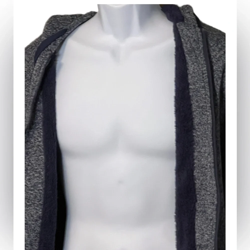 Big Balls Sports Men's Heather Navy Blue Sherpa Lined Hoodie Jacket